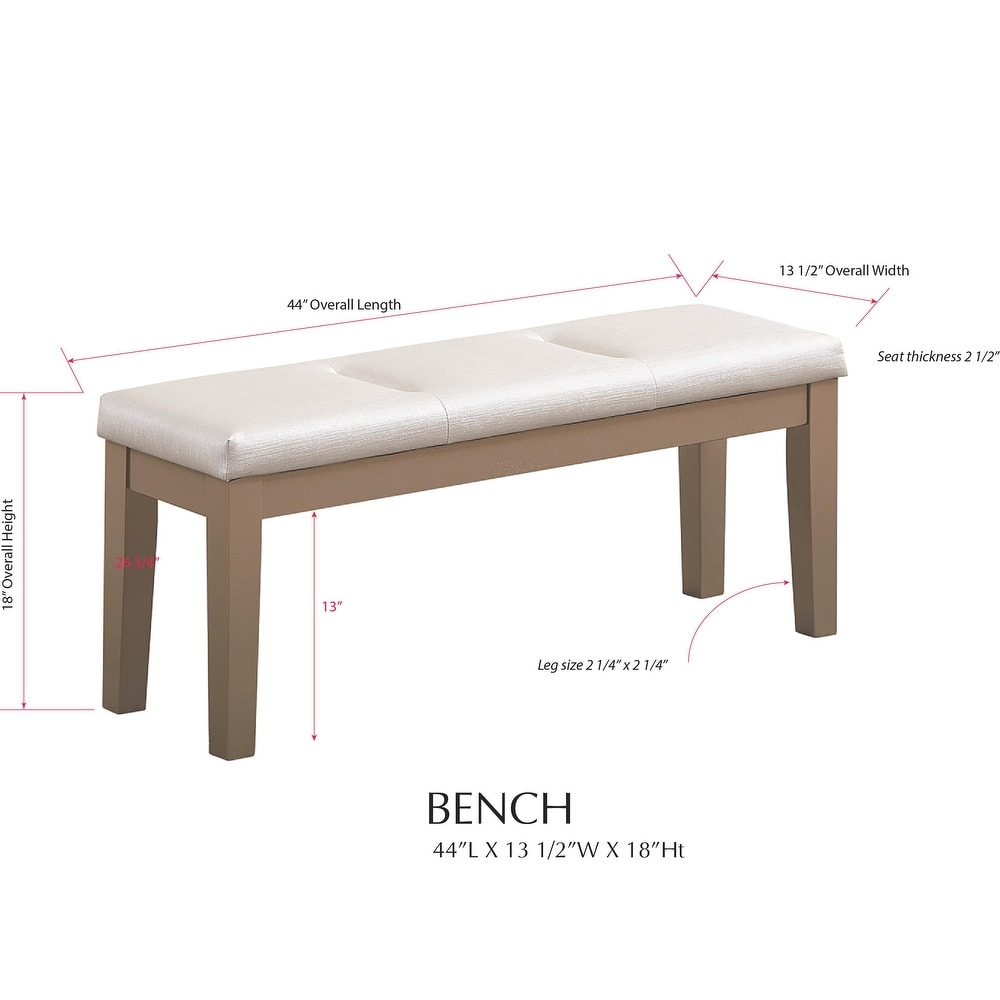 Upholstered Dining Bench  White / Gold