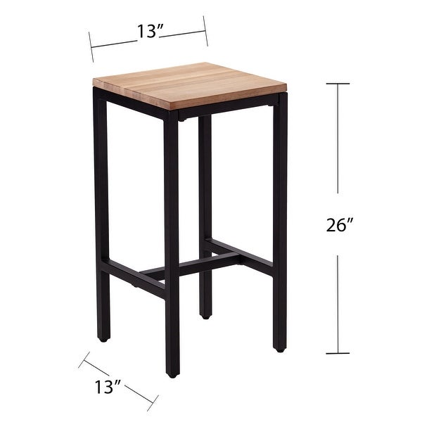 SEI Furniture Berhill Black Metal and Acacia Wood Bar Stools (Set of 2)