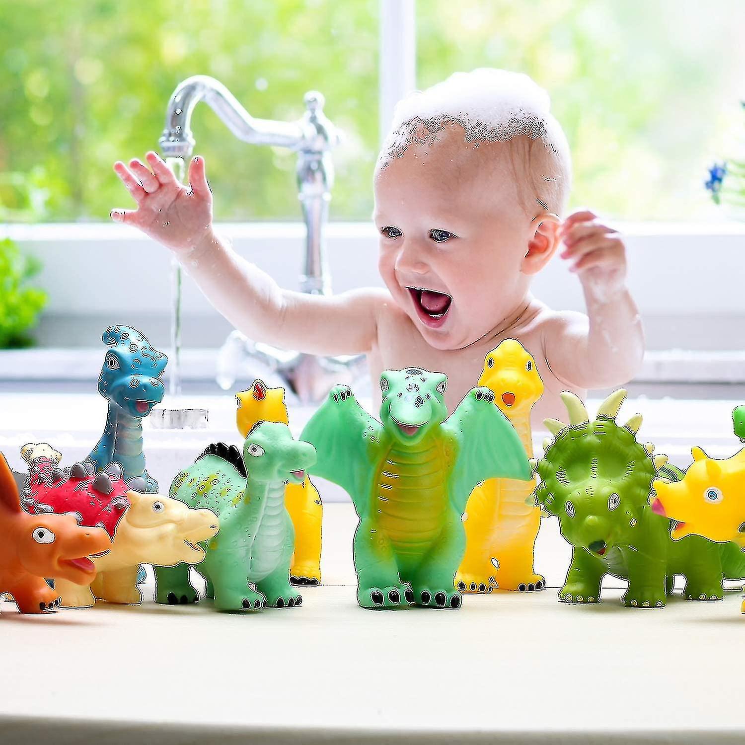 Baby Dinosaur Bath Toys For Toddlers 1-3 Years Old， 12 Pieces Mold Free Kids Tub Pool Toys For Babies 6-12 Months