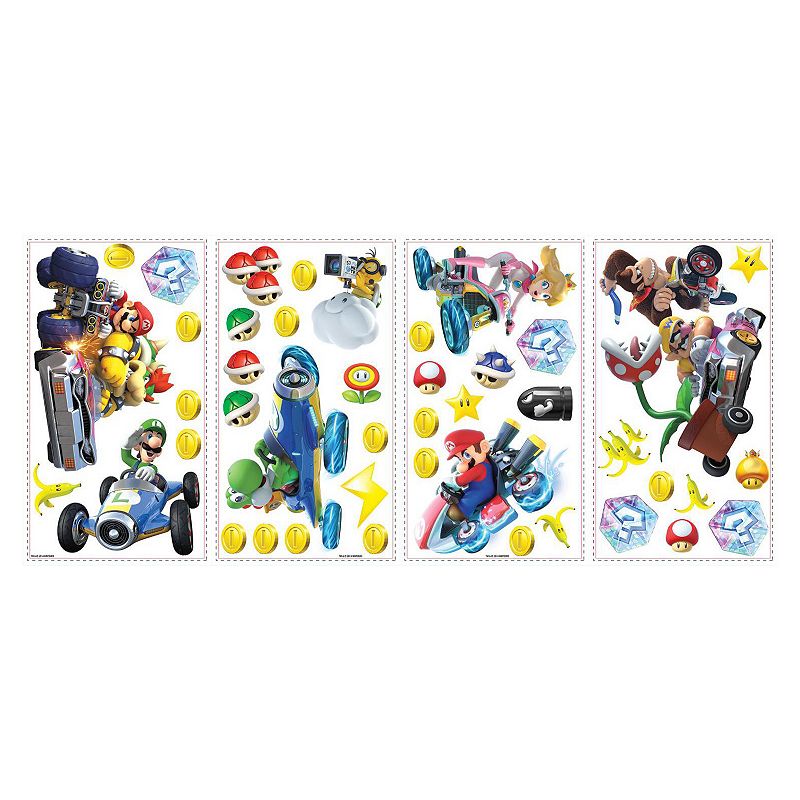 Mario Kart 8 44-piece Peel and Stick Wall Decal Set