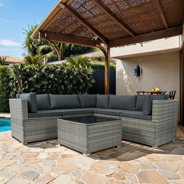 Grey AllWeather Sectional Sofa Outdoor Furniture Set