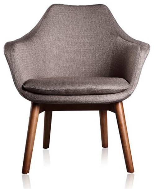 Manhattan Comfort Cronkite Fabric Accent Chair in Gray/Walnut (Set of 2)   Midcentury   Armchairs And Accent Chairs   by Homesquare  Houzz