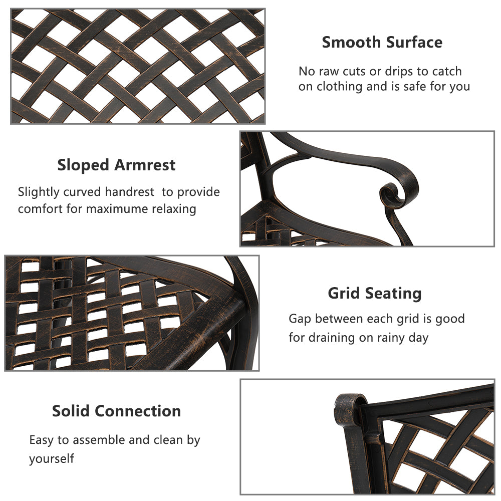 Zimtown 40.5 in Garden Iron Bench, with Armrests for Backyard, Patio, Garden, Outdoor Lounge Furniture, Bronze