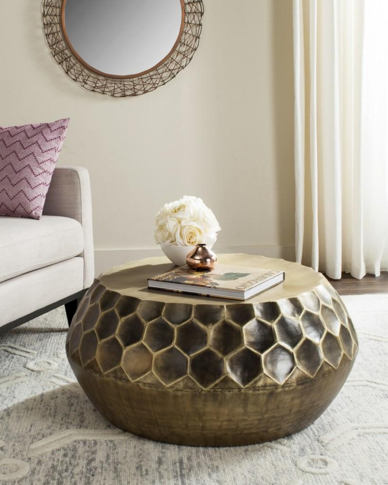 Nina Coffee Table Antique Brass   Transitional   Coffee Tables   by Peachtree Fine Furniture  Houzz