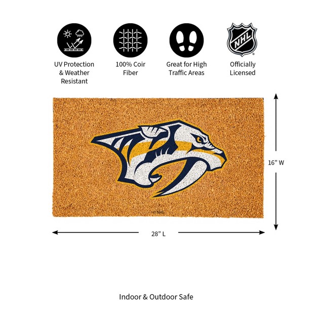 Evergreennhlnashville Predators Logo Natural Coir 28 X 16 Inches Indoor Outdoor Doormat