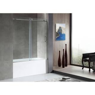 ANZZI 5 ft. Right Drain Tub in White with 60 in. x 62 in. Frameless Sliding Tub Door in Chrome SD1701CH-3260R