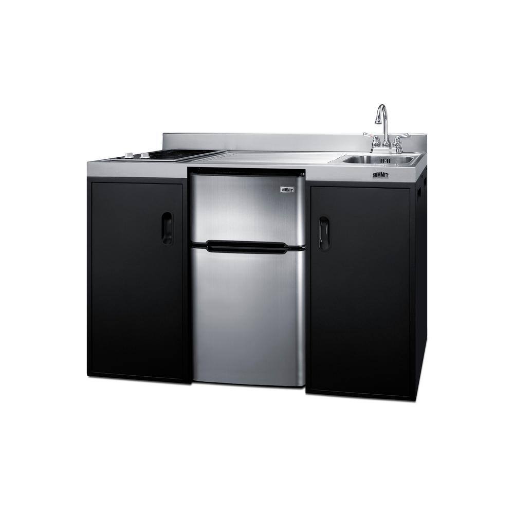 Summit Appliance 54 in. Compact Kitchen in Stainless Steel ADA Compliant CK55ADASINKR