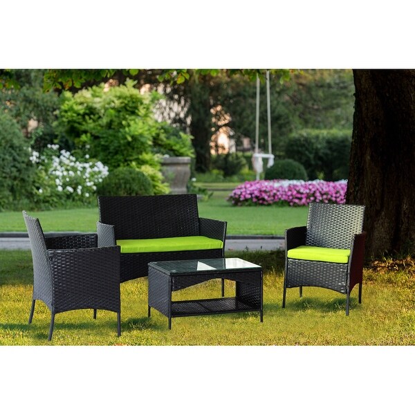 4 Piece Patio Outdoor Rattan Furniture for Garden - Overstock - 37028747