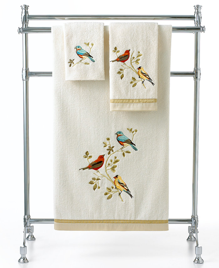 Avanti Gilded Birds Embroidered Cotton Bath Towel 25 x 50