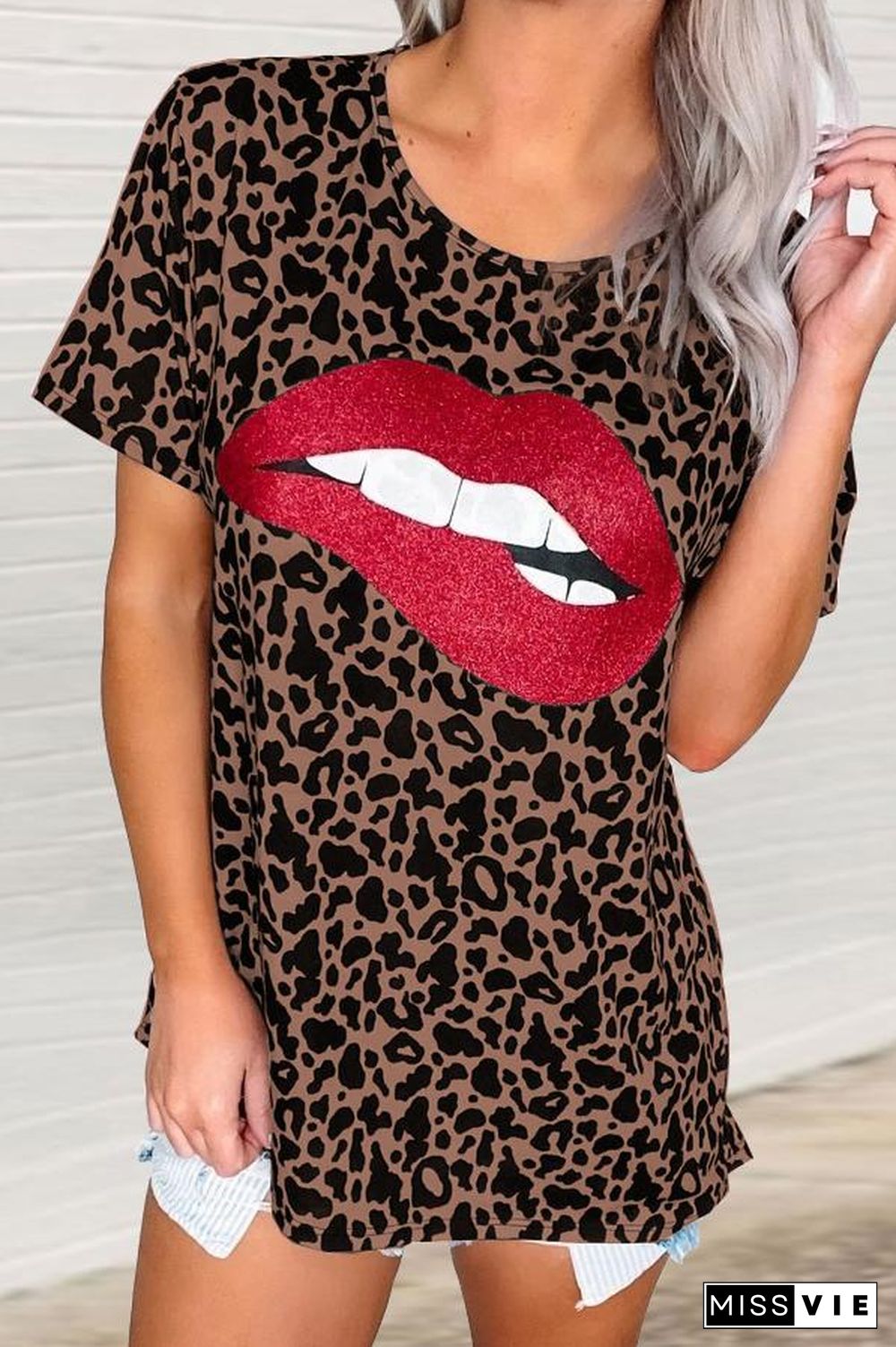 Animal Print Lips Graphic Tee