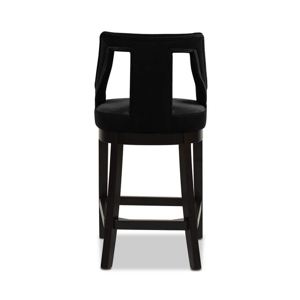 Jennifer Taylor Hollywood Upholstered High Back Bar Stool, Onyx Black Performance Velvet 81210-MVB