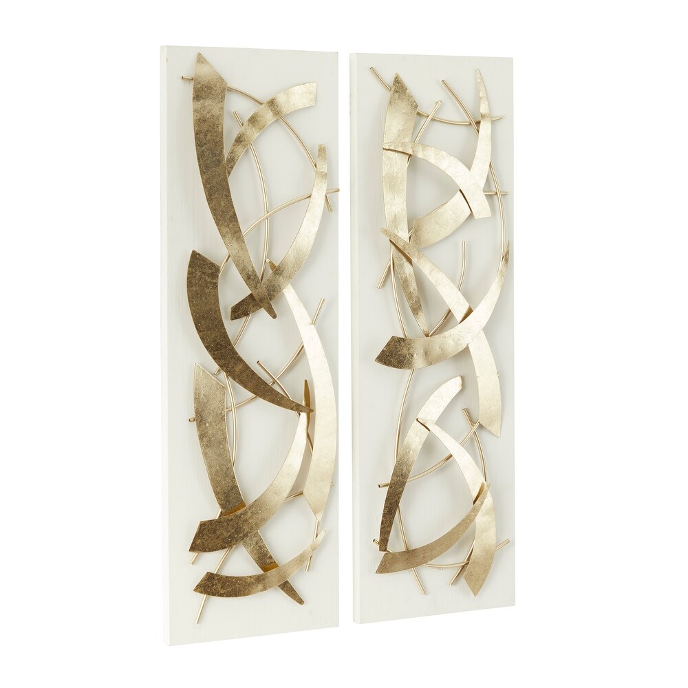 Contemporary Wood and Metal 3D Sculptural Wall Decor (Set of 2)