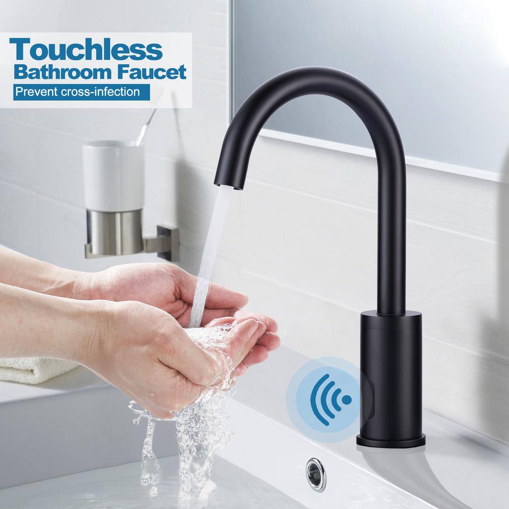 WOWOW Commercial Touchless Single-Hole Bathroom Faucet in Matte Black 2322301B