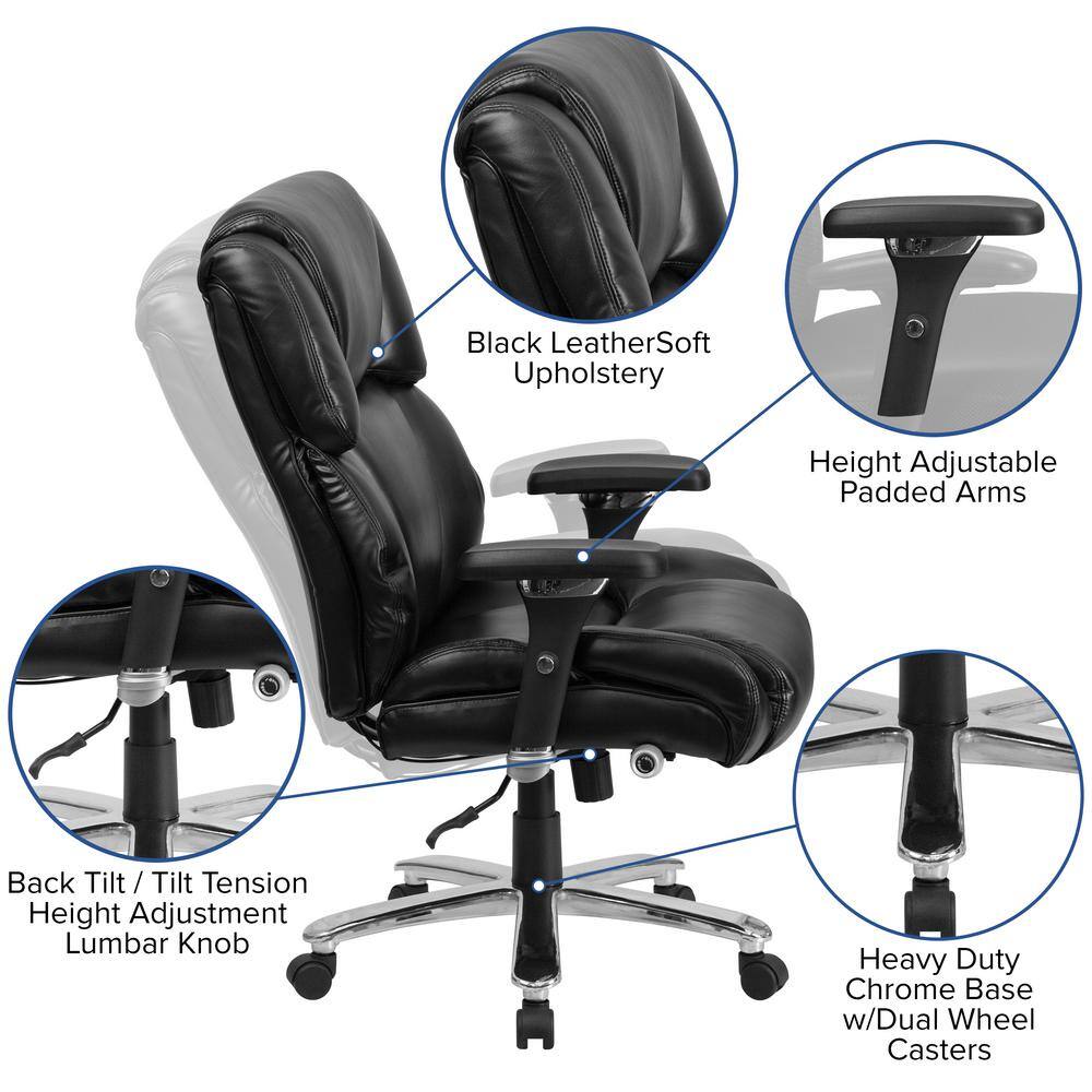 Flash Furniture Hercules Faux Leather High Back Executive Office Chair in Black Leather with Arms GO2149LEA