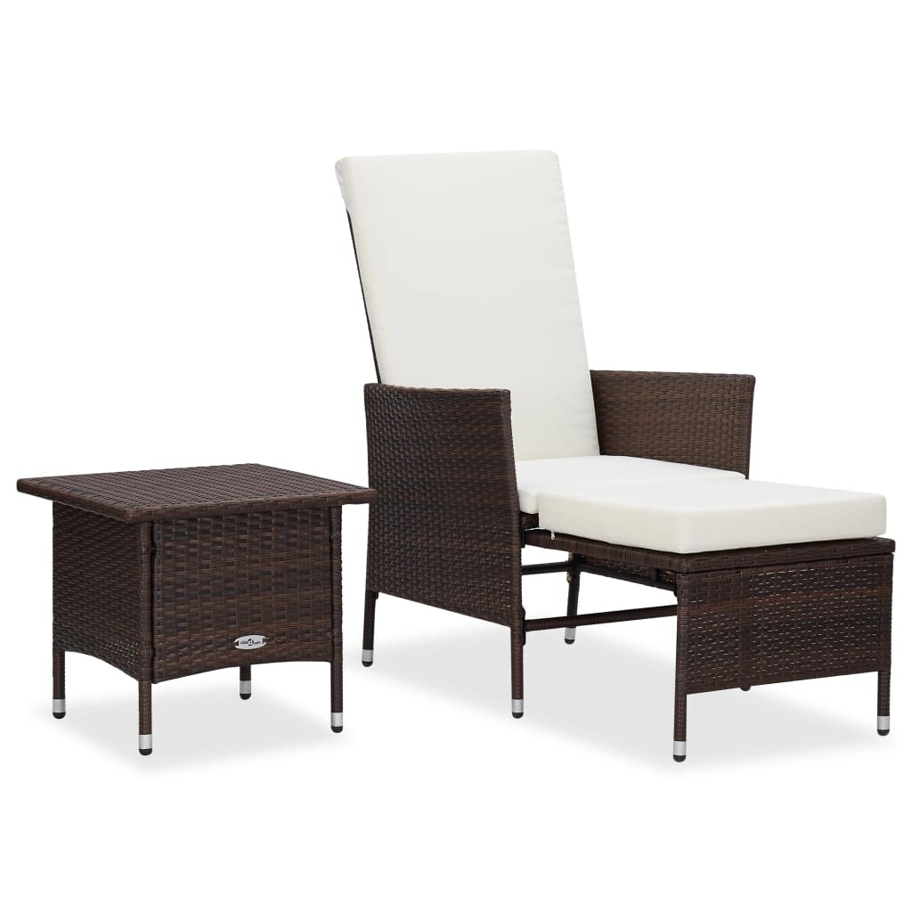 2 Piece Patio Lounge Set with Cushions Poly Rattan Brown - Overstock - 36226258