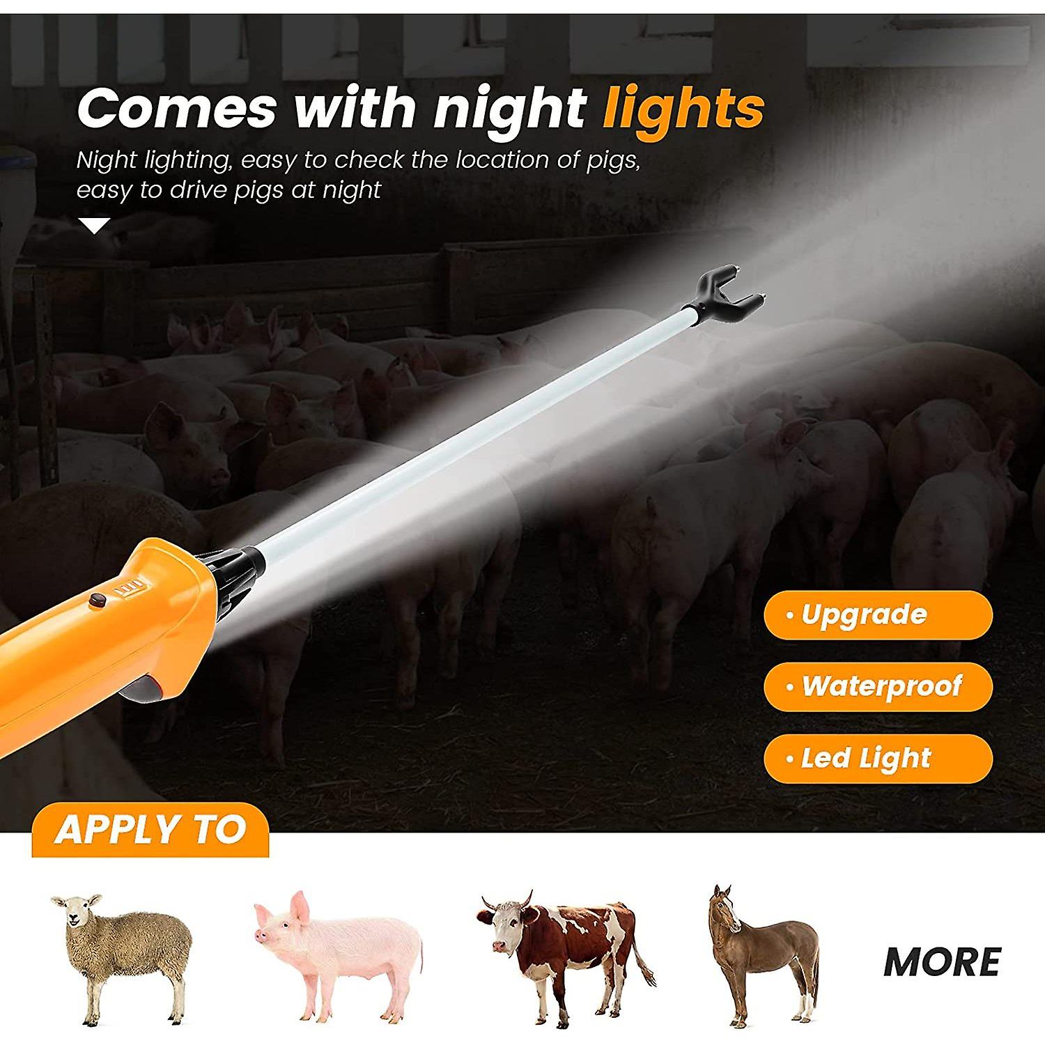 Anbull Pro Livestock Prod， Newest Waterproof Cattle Prod Stick With Led Light，rechargeable Electric Livestock Prod For Cow Pig Goats And More