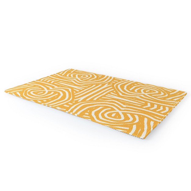 Little Dean Yellow Mustard Boho Stripe Outdoor Rug Deny Designs