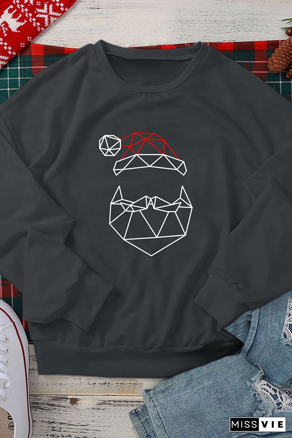 Geometric Santa Sweatshirt Wholesale