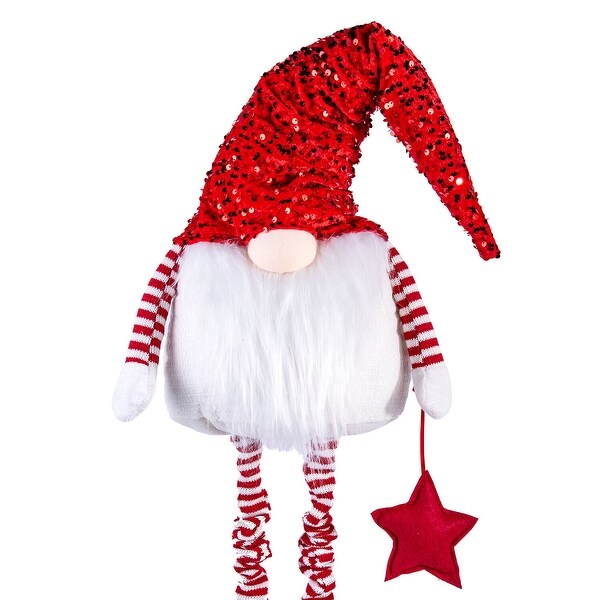 Gnome with Red Hat and Telescopic Legs Fabric Christmas Decoration