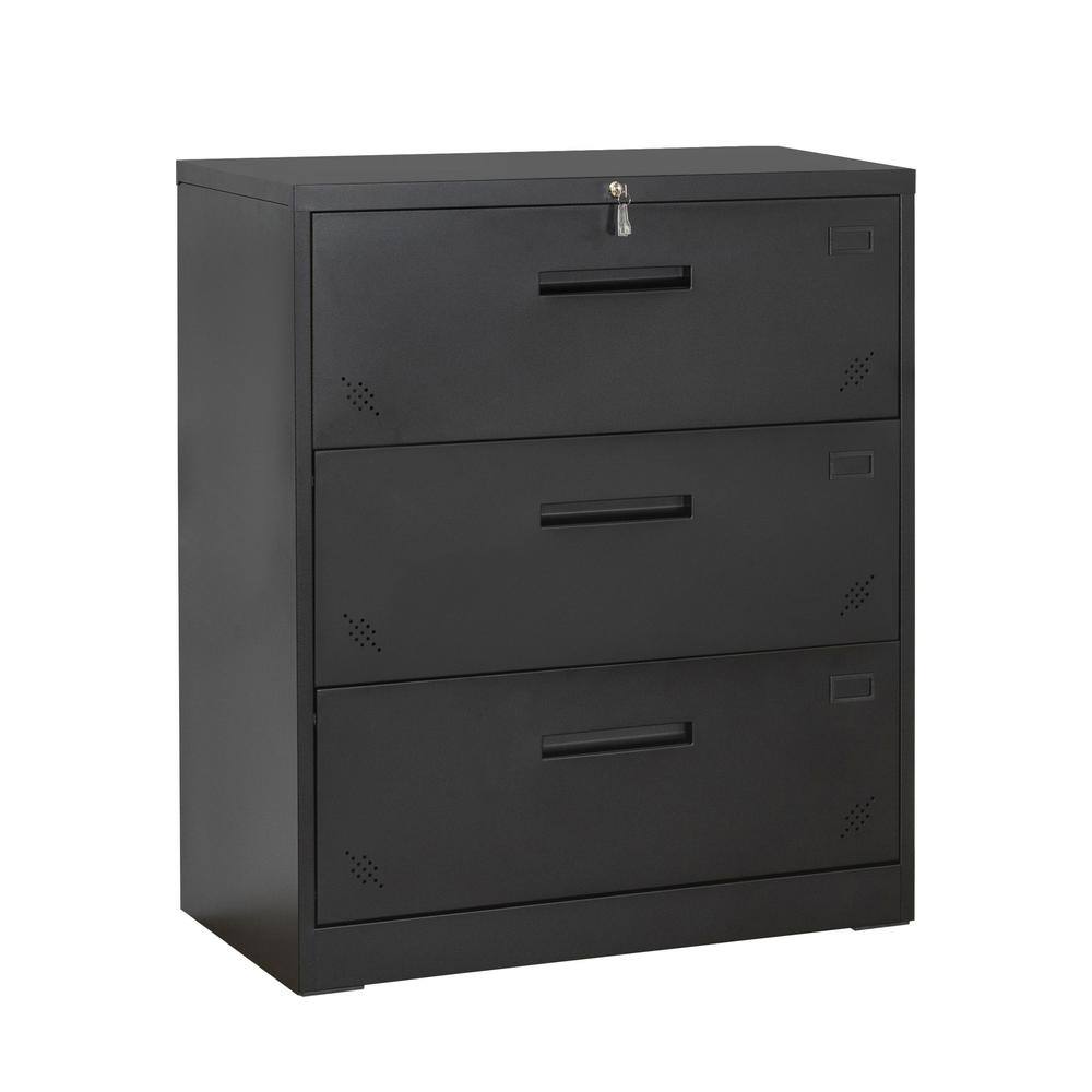 Aoibox Black 4-Drawer 40 in H x 35 in W x 18 in D Metal Steel Lateral File Cabinet for LegalLetter A4 Size SNSA08IN031