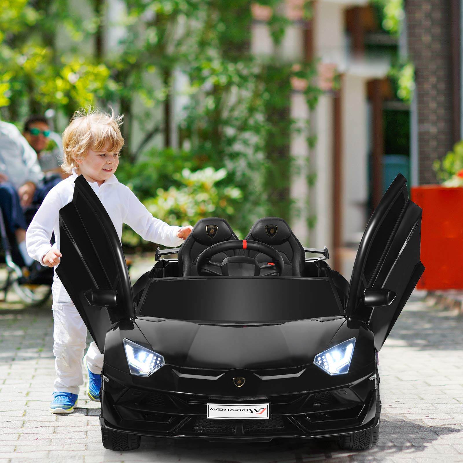 Costzon Ride on Car, Licensed Lamborghini Aventador SVJ,12V Battery Powered Car w/ 2.4G Remote Control