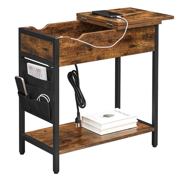 Vasagle Side Table End Table With Usb Ports And Outlets Nightstand With Charging Station