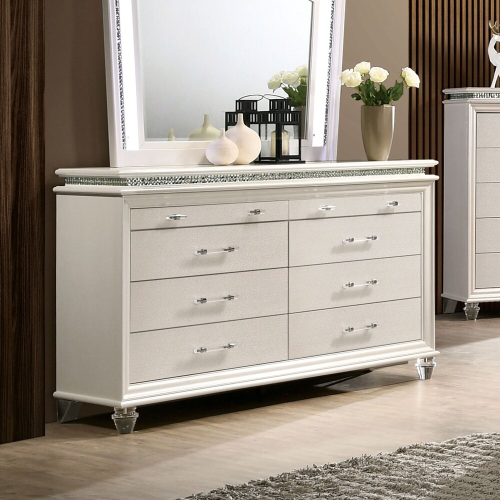 Xian Transitional White 2 piece Nightstand and Dresser Set by Furniture of America