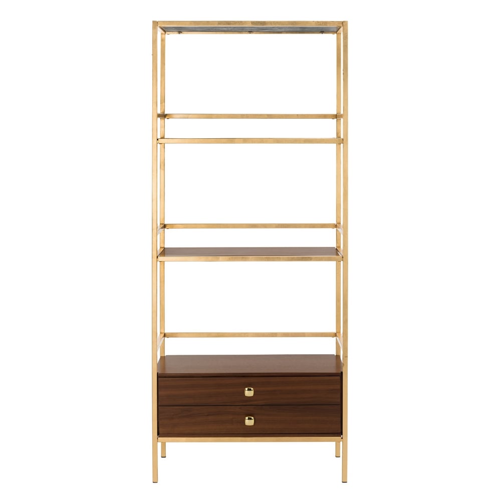 SAFAVIEH Skylar 4 tier 1 Drawer Gold/ Grey étagère   30\