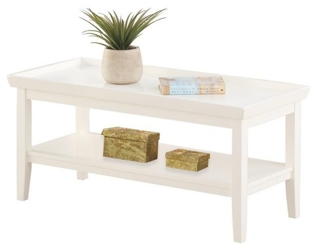 Convenience Concepts Ledgewood Coffee Table in White Wood Finish   Transitional   Coffee Tables   by Homesquare  Houzz