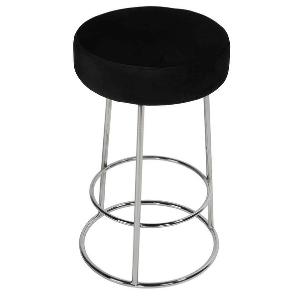 Cortesi Home Bodiam Counterstool in Black Velvet， with Chrome， 24