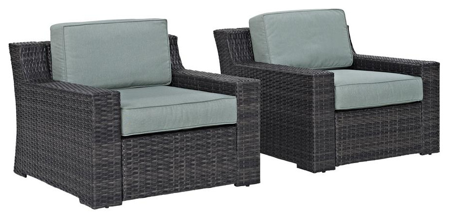 Beaufort 2Pc Outdoor Wicker Chair Set Mist/Brown   Tropical   Outdoor Lounge Chairs   by BisonOffice  Houzz