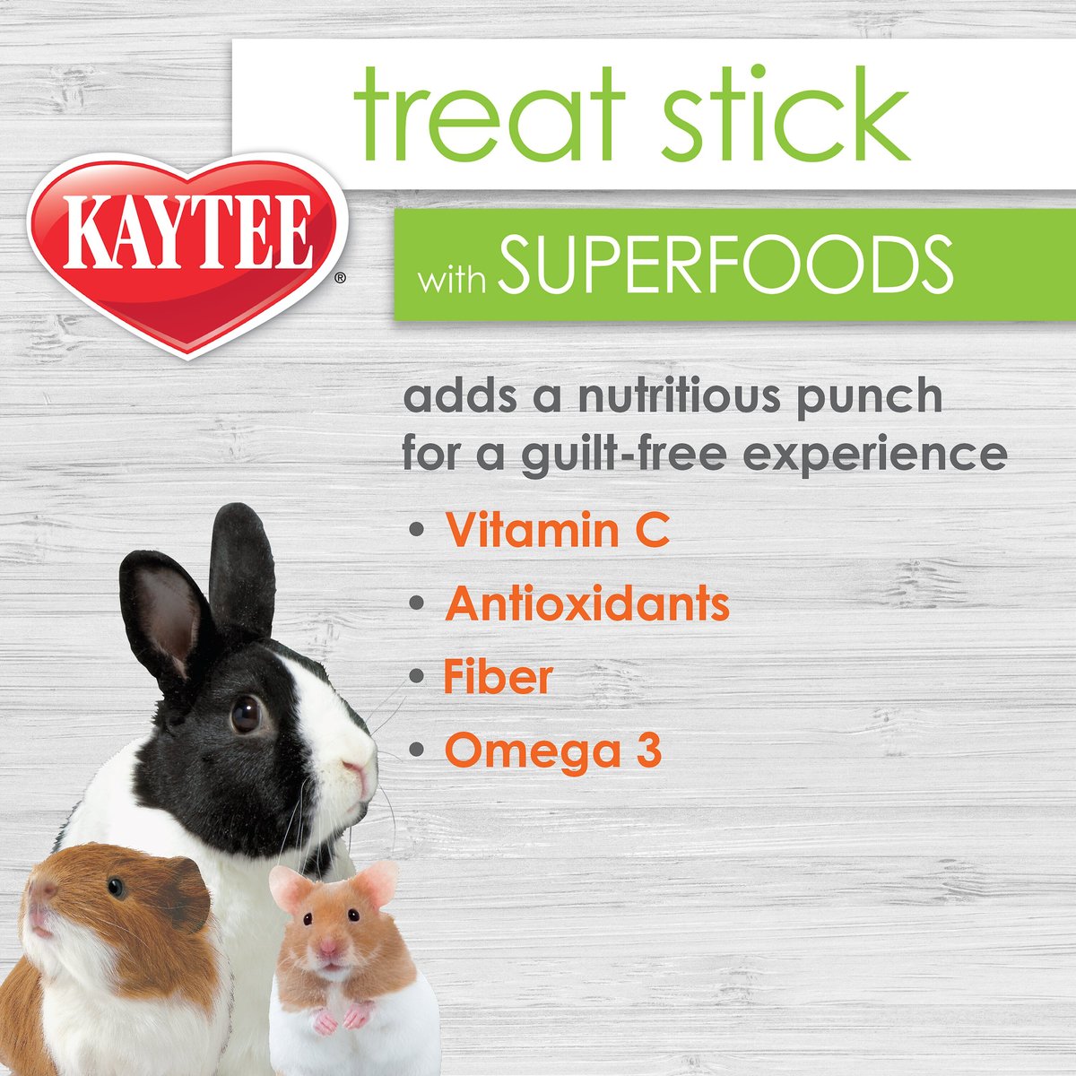 Kaytee Treat Stick with Superfoods Spinach and Kale Flavor Small Animal Treats， 5.5-oz bag