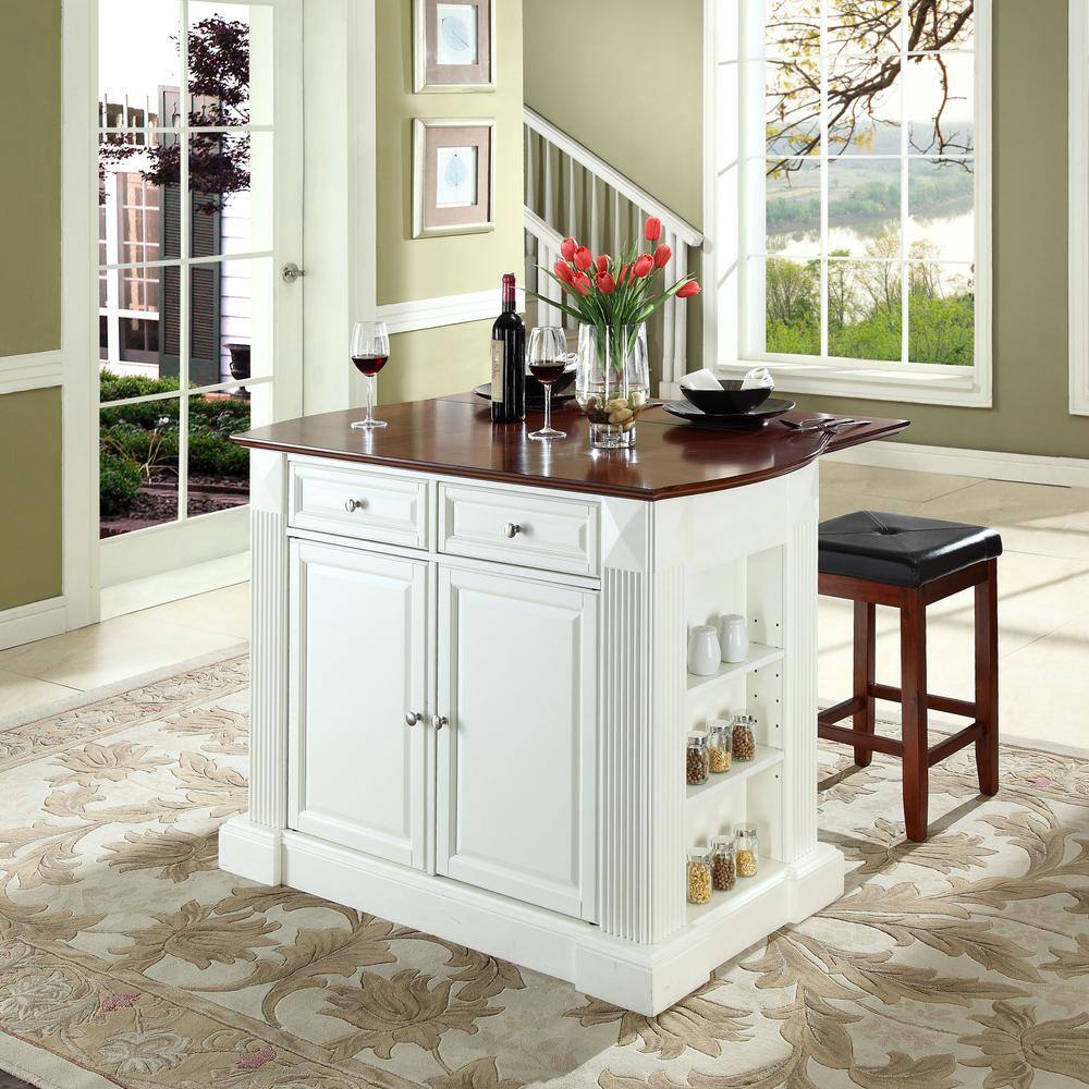 CROSLEY FURNITURE Coventry White Kitchen Island with Stools KF300075WH