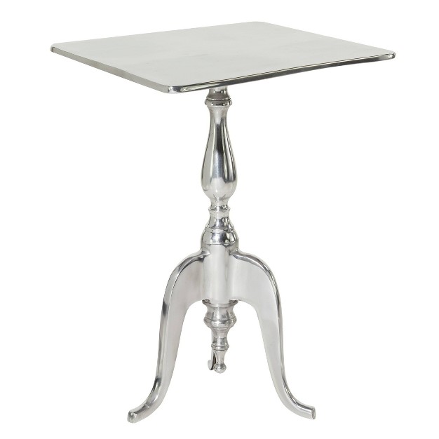 Traditional Aluminum Square Accent Table Silver Olivia amp May