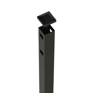 FORGERIGHT Newtown 2 in. x 2 in. x 6 ft. Black Aluminum Fence Line Post with Flat Cap 862408