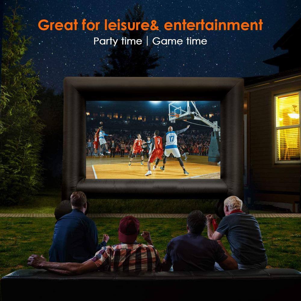 FUFUGAGA 14 ft. Outdoor Inflatable Blow up Mega Movie Projector Screen with Blower Carry bag Repair Sewing Kit and Ropes KF020146-14-01-03