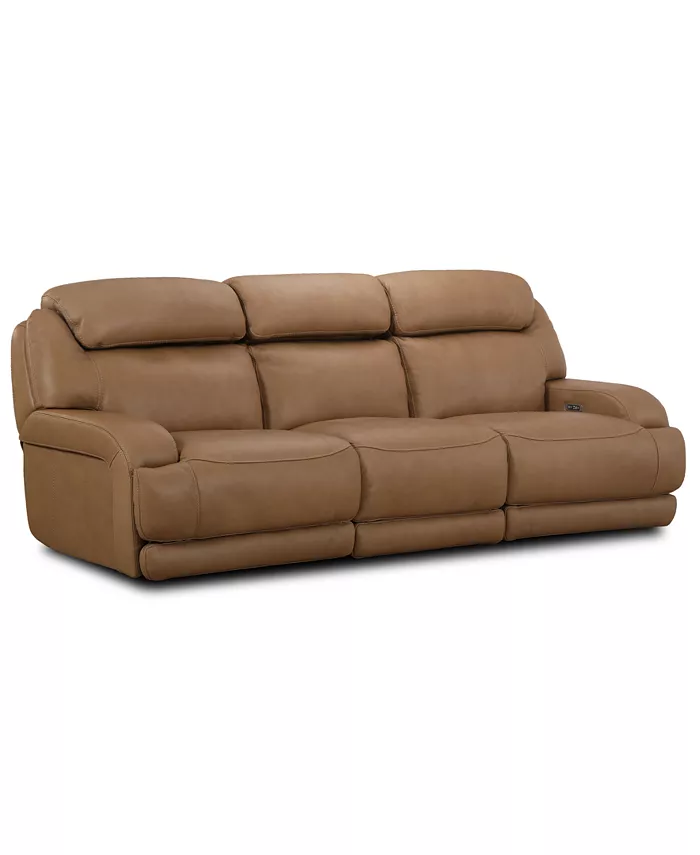 Furniture CLOSEOUT! Daventry 116 3-Pc. Leather Sectional Sofa With 3 Power Recliners Power Headrests And USB Power Outlet