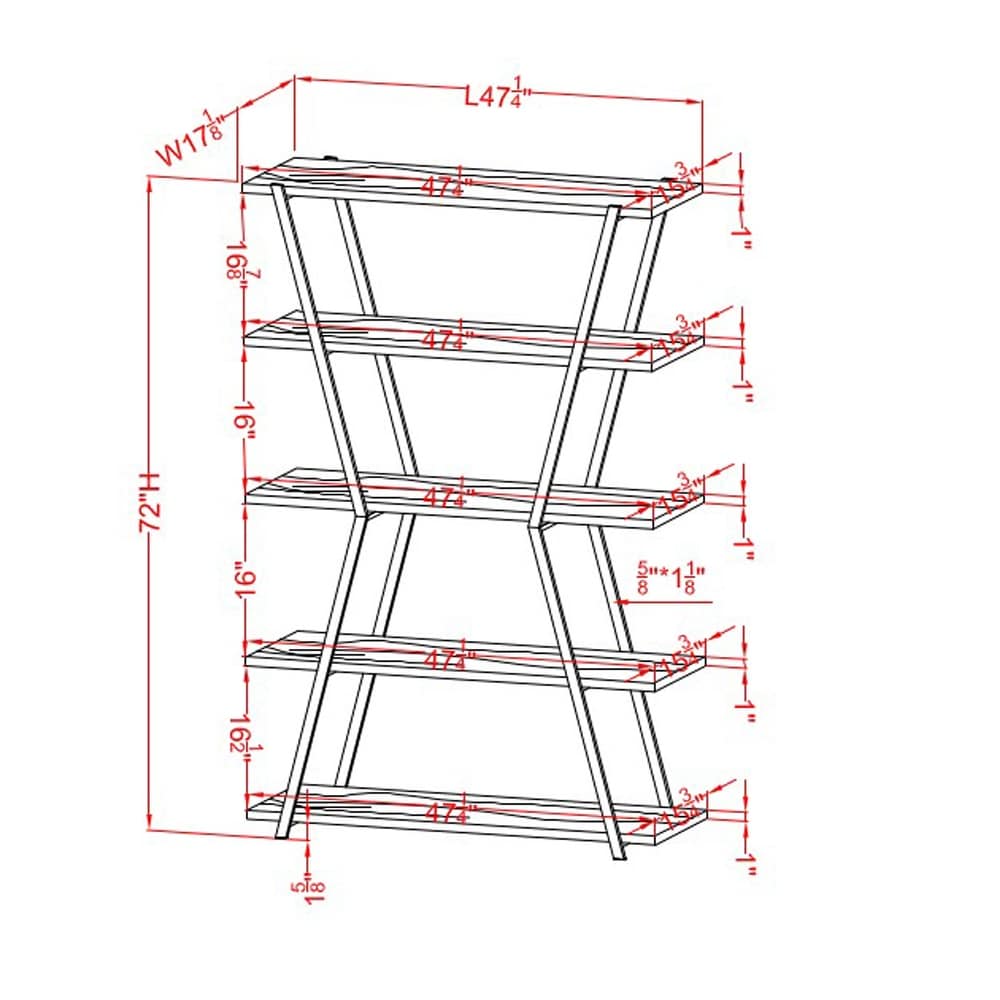 Epstewin Modern 5 Shelf Metal Frame Bookcase/Room Divider by Silver Orchid