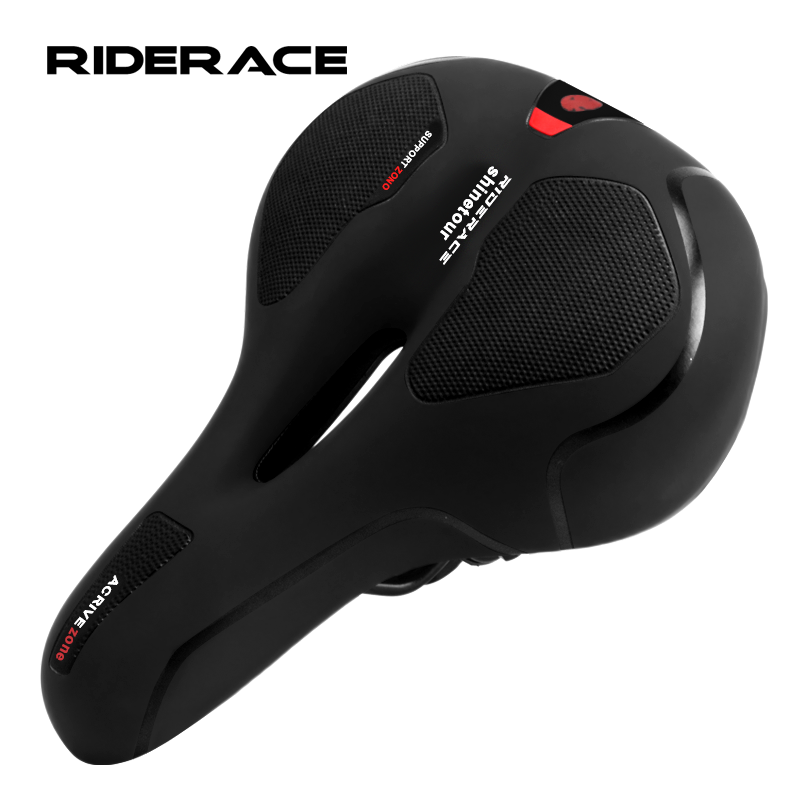 RIDERACE Bicycle Saddle With Tail Light Big Butt Cycling Cushion Hollow MTB Bike Front Seat Mat Shock Absorber Wide Comfortable