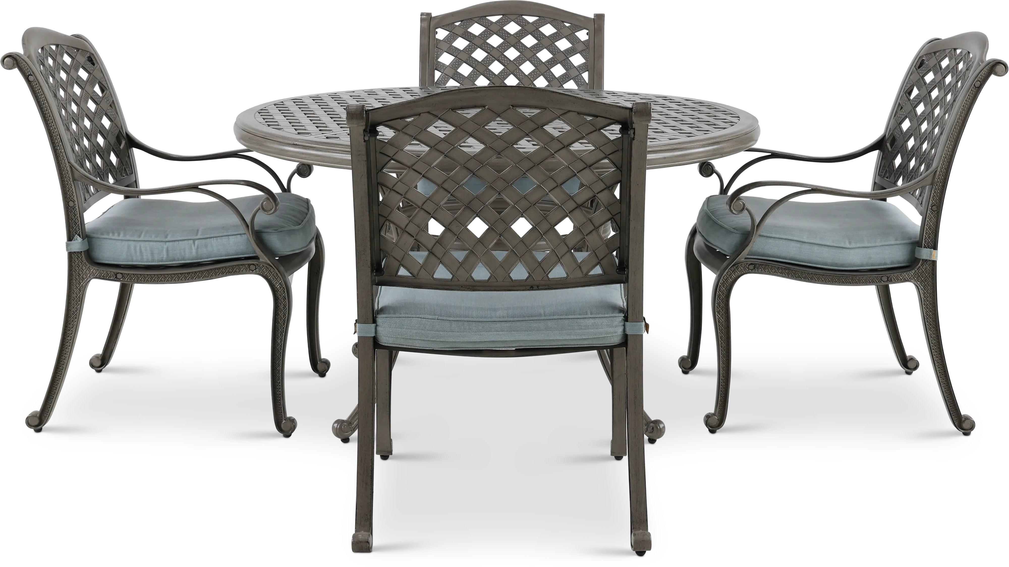 Macan Gray Metal 5 Piece Round Patio Dining Set