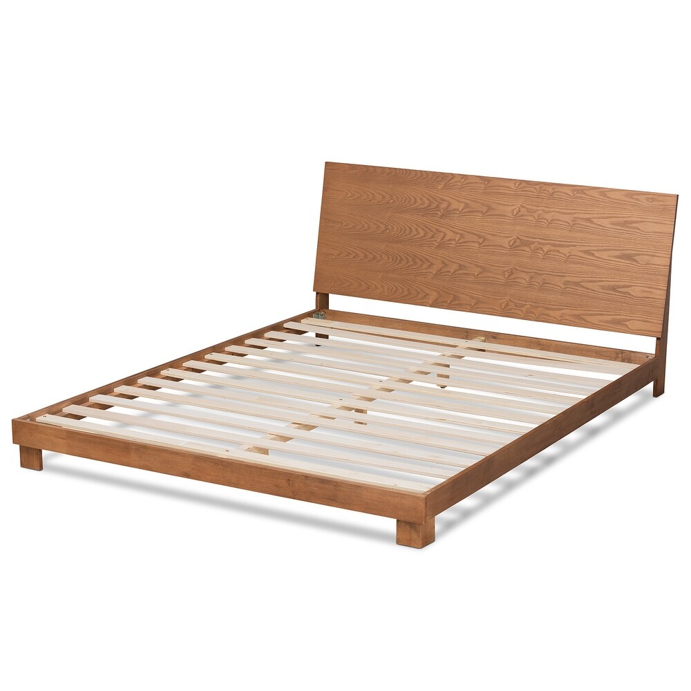 Haines Modern and Contemporary Walnut Brown Finished Wood Platform Bed