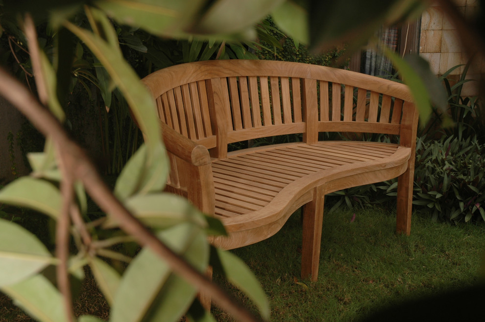 Curve 3 Seater Bench Extra Thick Wood   Transitional   Outdoor Benches   by Tuff Hut  Houzz