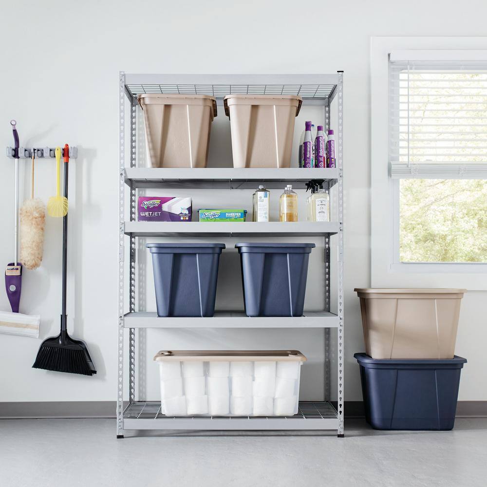 Husky 5-Tier Heavy Duty Steel Garage Storage Shelving Unit in Silver (48 in. W x 78 in. H x 24 in. D) MR482478W5