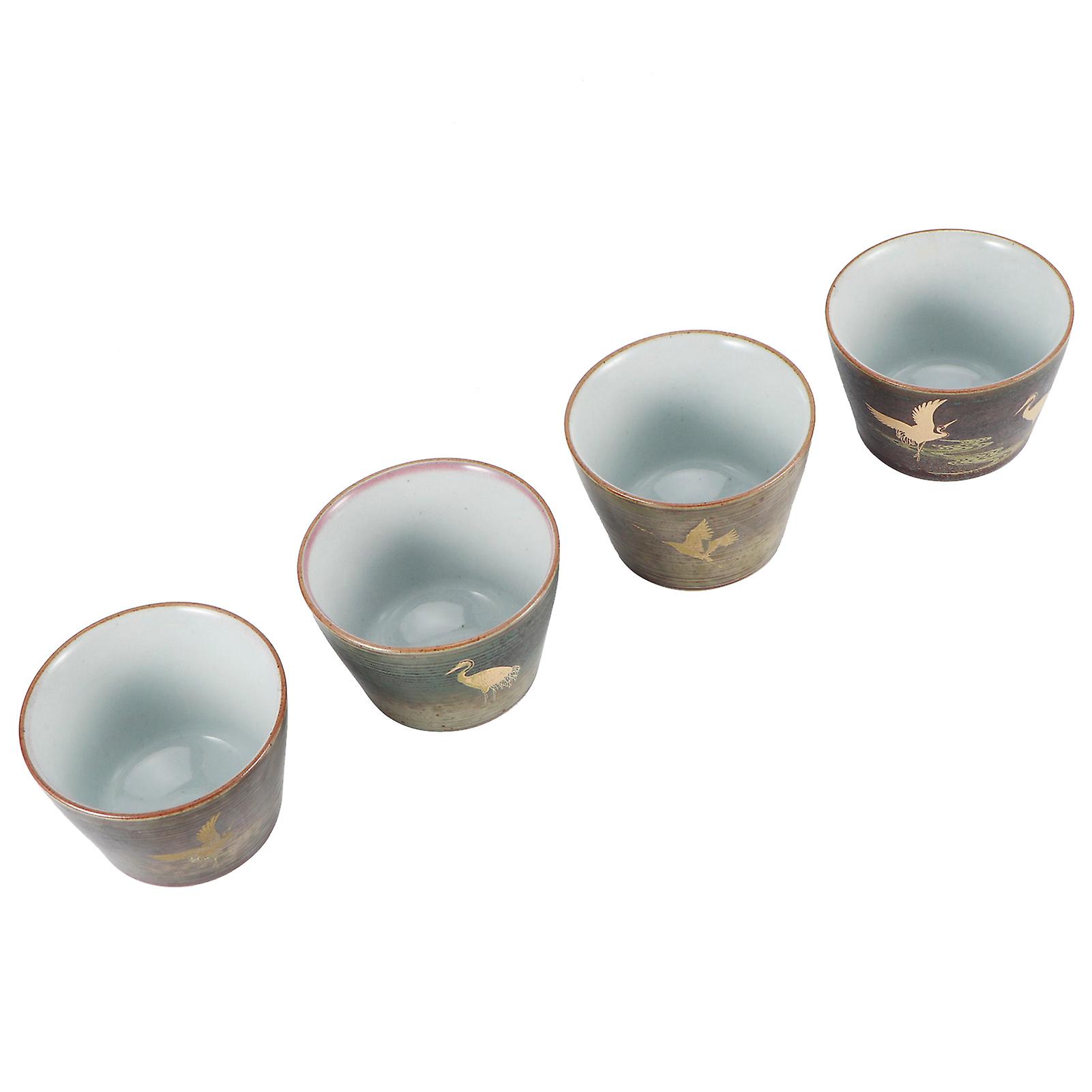 4pcs Retro Kiln Baked Tea Cup Set Japanese Style Ceramic Kung Fu Teaware Drinkware#2