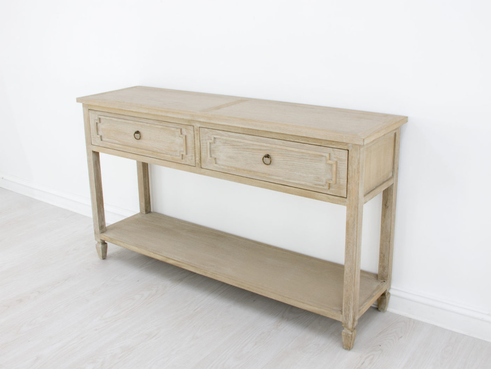 Tannar Natural Oak Console Table   Farmhouse   Console Tables   by Peachtree Fine Furniture  Houzz