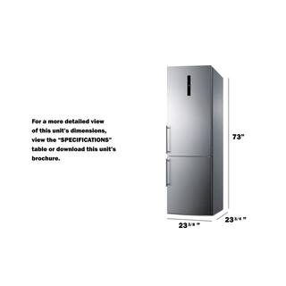 Summit Appliance 24 in. W 10.6 cu. ft. Counter Depth Bottom Freezer Refrigerator in Stainless Steel FFBF249SS2IM