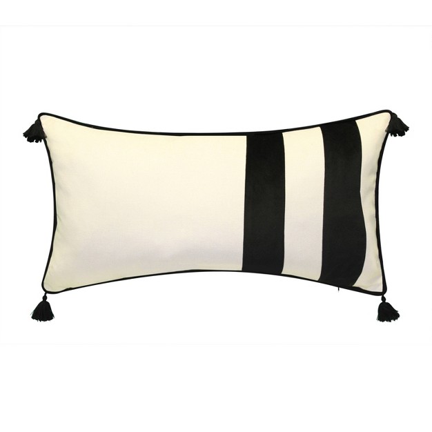 Oversized Brooklyn Faux Striped Oblong Throw Pillow With Tassels Edie home