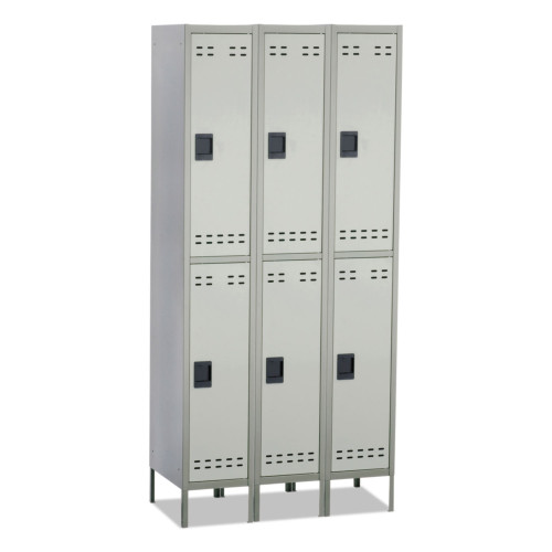 Safco Double-Tier， Three-Column Locker， 36w x 18d x 78h， Two-Tone Gray (5526GR)