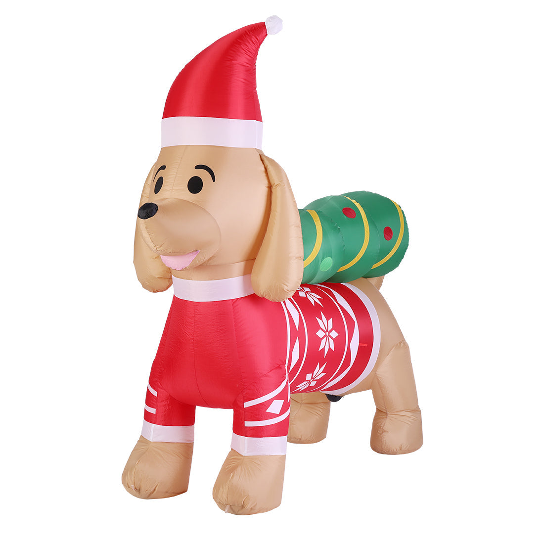 VIVOHOME 7ft Long Christmas Inflatable LED Lighted Dog with Hat and Tree, Christmas