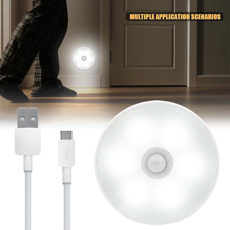 6 Leds Touch Sensor Night Light Flashlight Magnetic Base Wall Lamp Usb Charged Circle Portable Dimming Night Body Induction Lamp